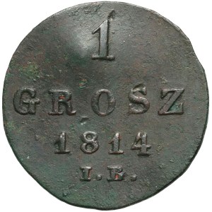 Varšavské kniežatstvo, Fridrich August I., 1 penny 1814 IB, Varšava - iný tvar číslic v dátume