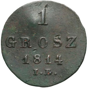Herzogtum Warschau, Friedrich August I., 1 Pfennig 1814 IB, Warschau - unterschiedliche Form der Ziffern im Datum