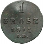 Księstwo Warszawskie, Fryderyk August I, 1 grosz 1814 IB, Warszawa - inny kształt cyfr w dacie