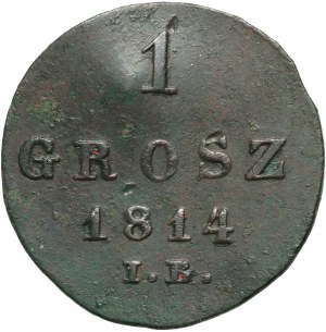 Księstwo Warszawskie, Fryderyk August I, 1 grosz 1814 IB, Warszawa - inny kształt cyfr w dacie
