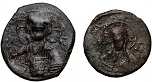 Byzancia, súbor 2 follisov, Bazil II, Nikefor III, 10.-11. stor.