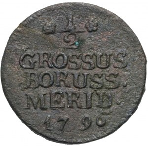 Südpreußen, Friedrich Wilhelm II., 1/2 Pfennig 1796 B, Wrocław - in der dritten Zeile BORUSS