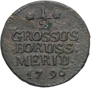 Südpreußen, Friedrich Wilhelm II., 1/2 Pfennig 1796 B, Wrocław - in der dritten Zeile BORUSS