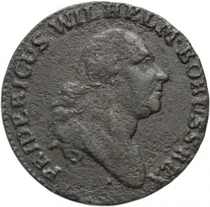 Prusse du Sud, Frédéric-Guillaume II, 1/2 penny 1797 E, Königsberg - numéro 7 dans la date près de la couronne