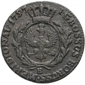 Prusse du Sud, Frédéric-Guillaume II, 1/2 penny 1797 E, Königsberg - numéro 7 dans la date près de la couronne