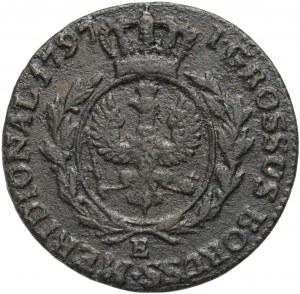 Prusse du Sud, Frédéric-Guillaume II, 1/2 penny 1797 E, Königsberg - numéro 7 dans la date près de la couronne