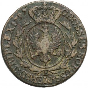 Prussia meridionale, Federico Guglielmo II, trojak 1797 B, Wrocław - iscrizioni in caratteri più grandi