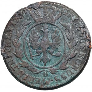 Prusy Południowe, Fryderyk Wilhelm II, trojak 1797 B, Wrocław - odmienny wieniec na rewersie