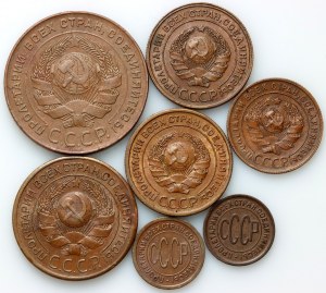 Rusko, ZSSR, sada mincí 1924-1928, (7 kusov)