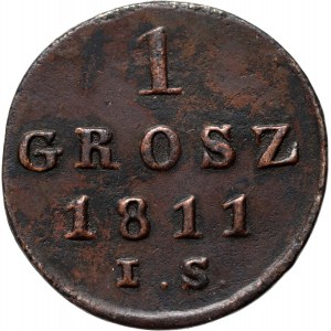 Księstwo Warszawskie, Fryderyk August I, 1 grosz 1811 IS, Warszawa