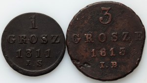 Ducato di Varsavia, Federico Augusto I, serie di penny 1811 IS, 3 penny 1813 IB, Varsavia