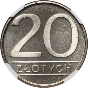 PRL, 20 zlotých 1986, úzké datum, PROOFLIKE