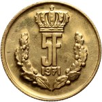 Luksemburg, 5 franków 1971, ESSAI (próba) - Złoto, nakład: 250 szt.
