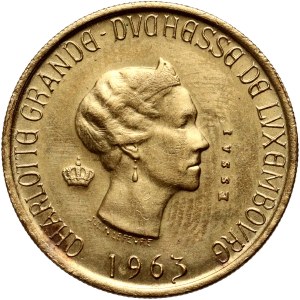 Lussemburgo, 20 franchi 1963, ESSAI (campione) - Oro, coniazione: 250 pezzi.