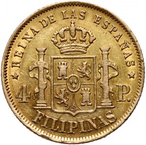 Filipíny, Isabella II, 4 pesos 1868, Manila