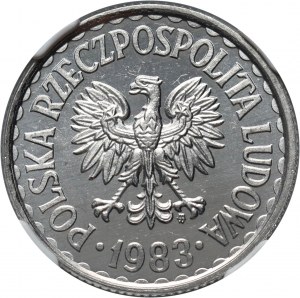 PRL, 1 zloty 1983, aluminum, PROOFLLIKE