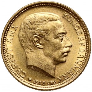 Dania, Krystian X, 10 koron 1913 VBP, Kopenhaga