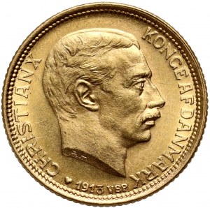 Dánsko, Krystian X, 10 korun 1913 VBP, Kodaň