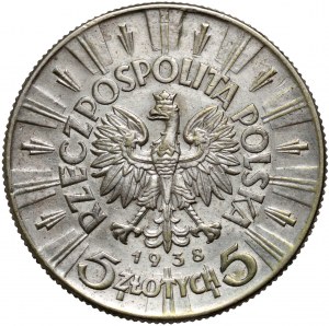 II RP, 5 zlotys 1938, Varsovie, Józef Piłsudski