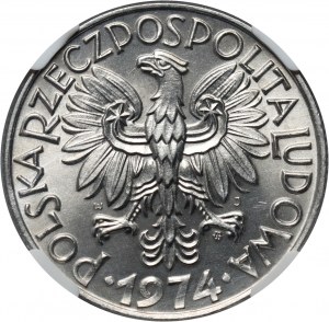 PRL, 5 zlotých 1974, Rybár, FLAT DATE