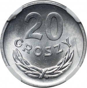 PRL, 20 grošů 1973, bez mincovní značky, DUCH na rubu, Destrukce, mincovní chyba