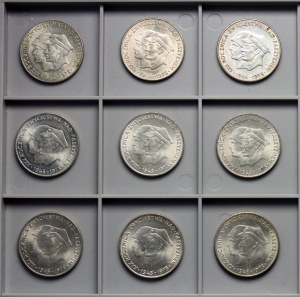Repubblica Popolare di Polonia, 200 zloty 1975, XXX anniversario della vittoria sul fascismo, serie di 9 monete