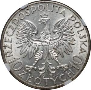 II RP, 10 zloty 1932, Varsavia, testa di donna