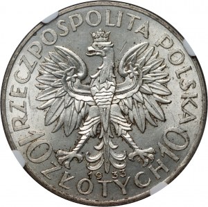 II RP, 10 Zloty 1933, Warschau, Kopf einer Frau