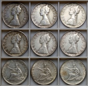 Italy, 500 lira -set of 9 pieces