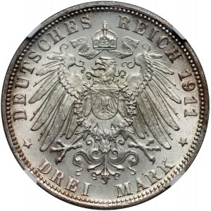 Deutschland, Bayern, 3 Mark 1911 D, München, 90. Geburtstag von Luitpold