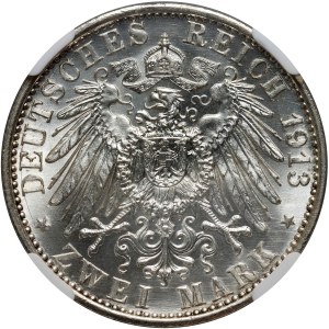 Allemagne, Prusse, Guillaume II, 2 marks 1913 A, Berlin, 25e anniversaire du règne