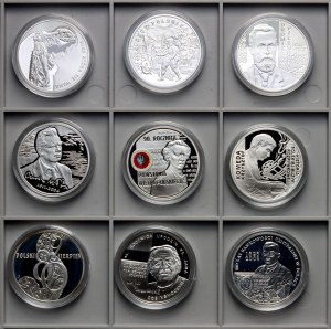 III RP, 10 złotych-zestaw 9 sztuk