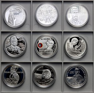 III RP, 10 zloty-set of 9 pieces
