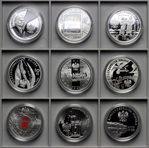 III RP, 10 złotych-zestaw 9 sztuk