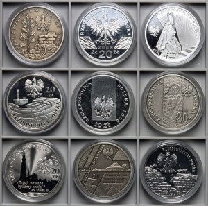 III RP, 20 zloty - set de 9 pièces