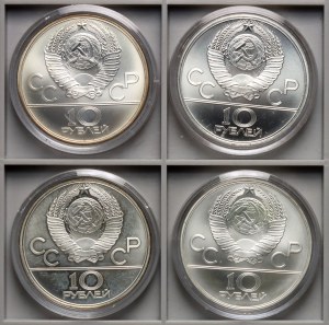 Rusko, ZSSR, 10 rubľov, Olympijské hry v Moskve 1980 - sada 4 kusov