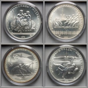 Russie, URSS, 10 roubles Moscou Jeux Olympiques 1980 - ensemble de 4 pièces