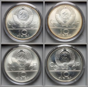 Russie, URSS, 10 roubles Moscou Jeux Olympiques 1980 - ensemble de 4 pièces