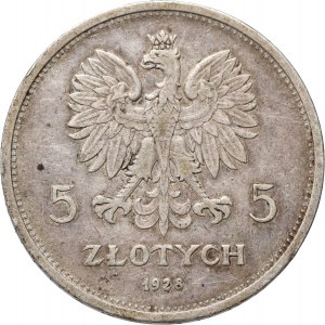 II RP, 5 zloty 1928, Varsovie, Nike