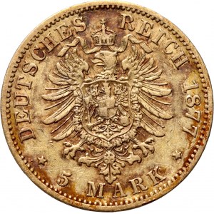 Germany, Prussia, Wilhelm I, 5 Mark 1877 B, Breslau
