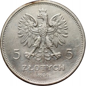 II RP, 5 zloty 1930, Varsovie, Bannière, timbre peu profond