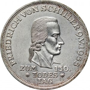 Deutschland, BRD, 5 Mark 1955 F, Stuttgart, Friedrich von Schiller