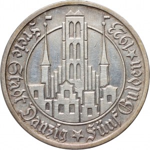 Freie Stadt Danzig, 5 Gulden 1923, Utrecht, Kirche der Jungfrau Maria