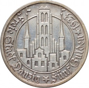 Freie Stadt Danzig, 5 guldenov 1923, Utrecht, Kostol Panny Márie