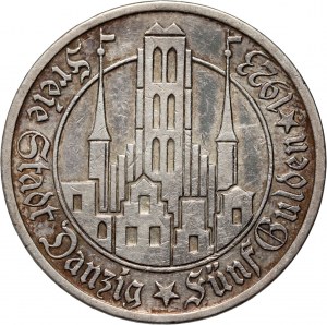 Freie Stadt Danzig, 5 Gulden 1923, Utrecht, Kirche der Jungfrau Maria