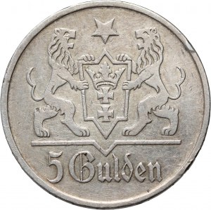 Freie Stadt Danzig, 5 Gulden 1923, Utrecht, Kirche der Jungfrau Maria