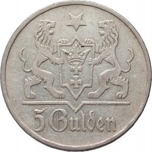 Freie Stadt Danzig, 5 Gulden 1923, Utrecht, Kirche der Jungfrau Maria