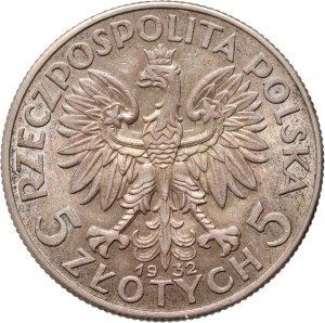 II RP, 5 złotych 1932 bez znaku mennicy, Londyn, Głowa Kobiety