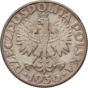 II RP, 5 zlotých 1936, Varšava, plachetnice