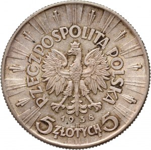 II RP, 5 zlotys 1938, Varsovie, Józef Piłsudski
